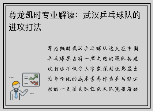 尊龙凯时专业解读：武汉乒乓球队的进攻打法